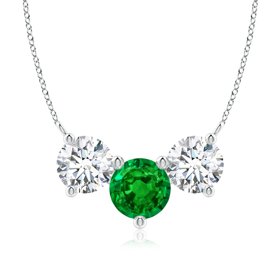 8mm AAAA Classic Emerald and Diamond Necklace in P950 Platinum 