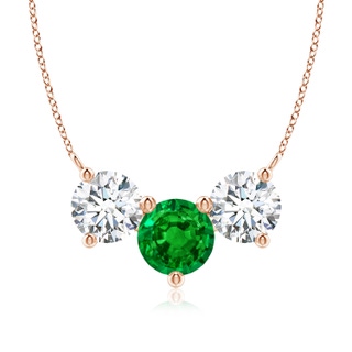 8mm AAAA Classic Emerald and Diamond Necklace in Rose Gold