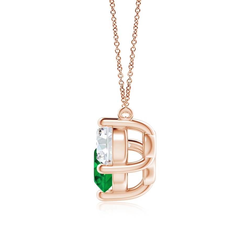 8mm AAAA Classic Emerald and Diamond Necklace in Rose Gold side 199