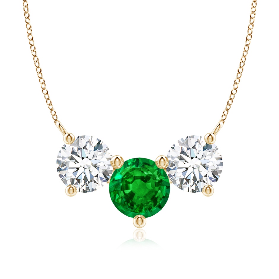8mm AAAA Classic Emerald and Diamond Necklace in Yellow Gold 