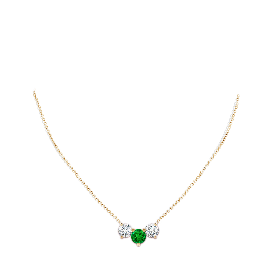 8mm AAAA Classic Emerald and Diamond Necklace in Yellow Gold pen
