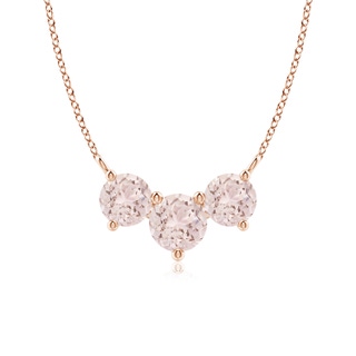 6mm A Classic Trio Round Morganite Necklace in 9K Rose Gold