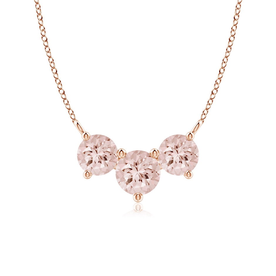 6mm AA Classic Trio Round Morganite Necklace in 9K Rose Gold 