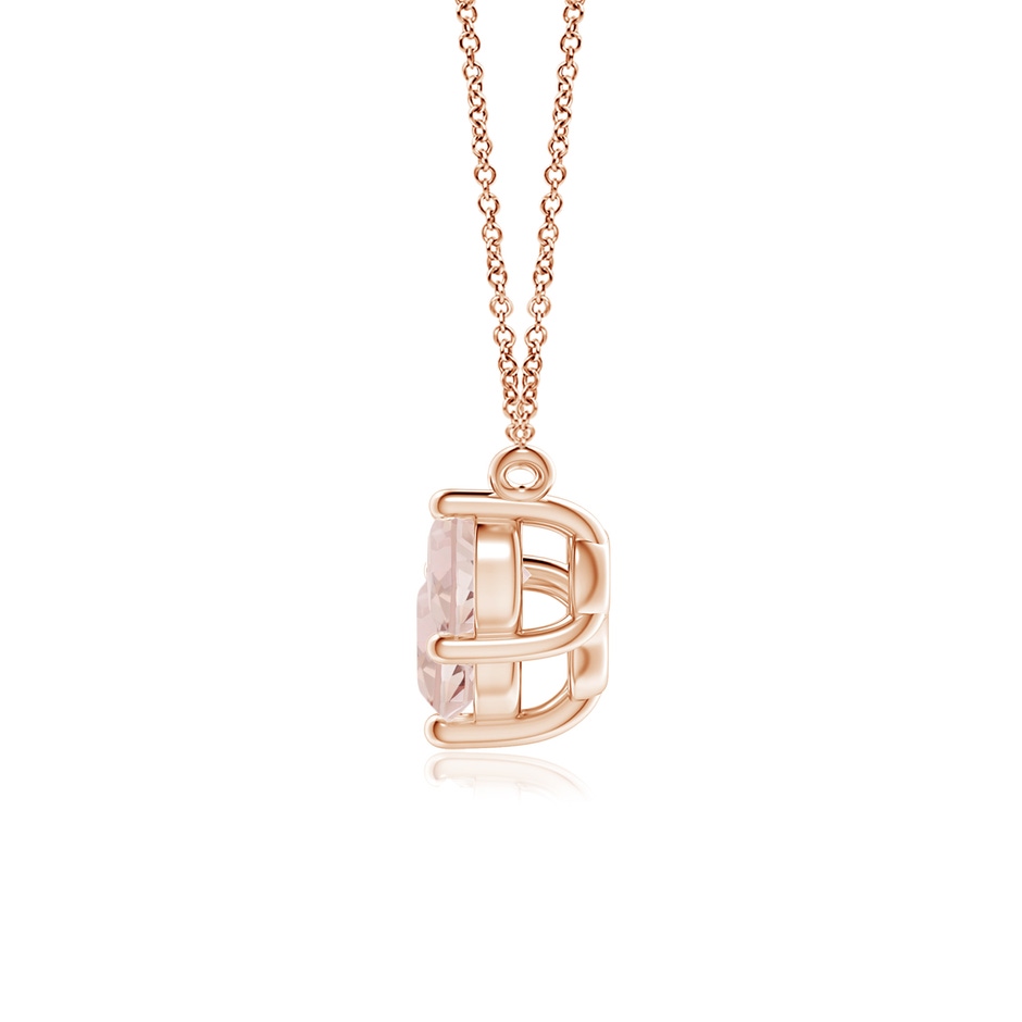 6mm AA Classic Trio Round Morganite Necklace in 9K Rose Gold side 199