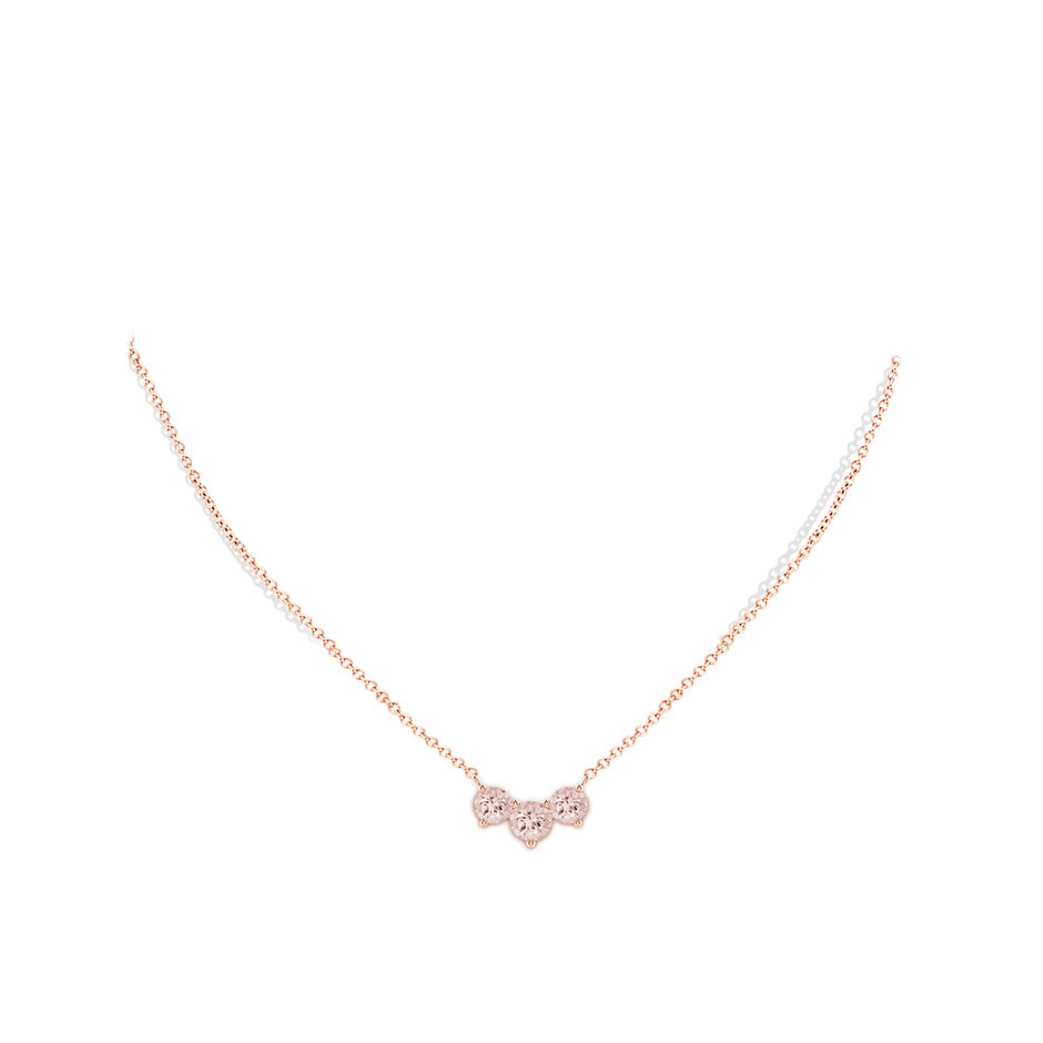 6mm AA Classic Trio Round Morganite Necklace in 9K Rose Gold pen