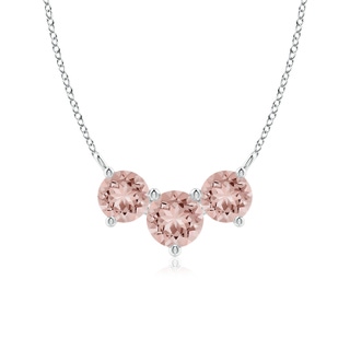 6mm AAAA Classic Trio Round Morganite Necklace in 18K White Gold