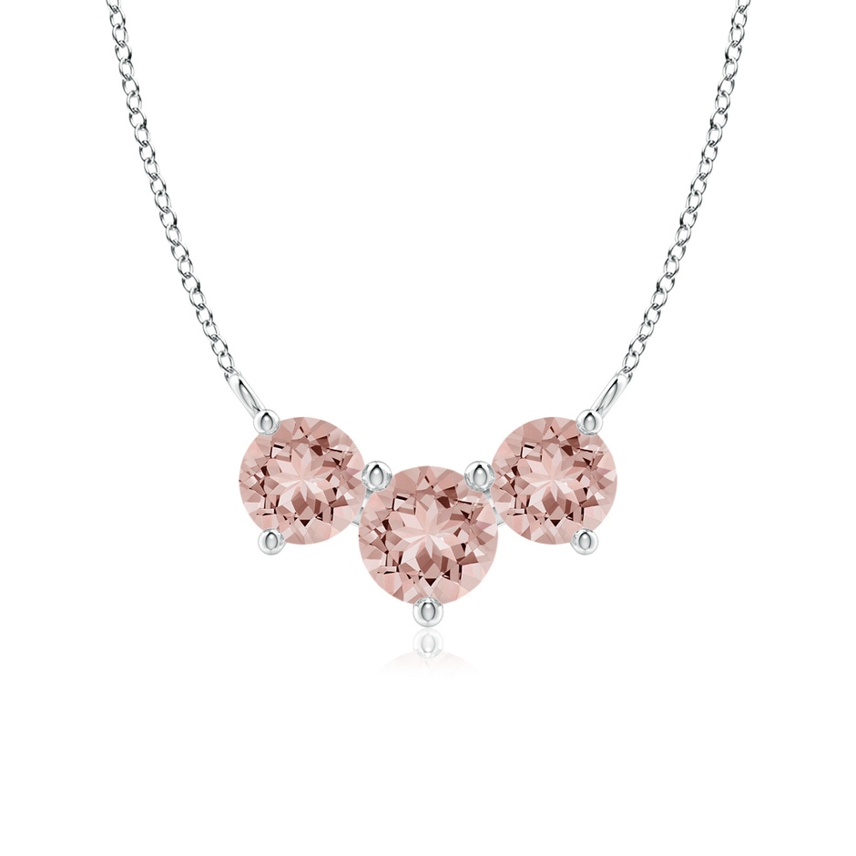 6mm AAAA Classic Trio Round Morganite Necklace in 18K White Gold 