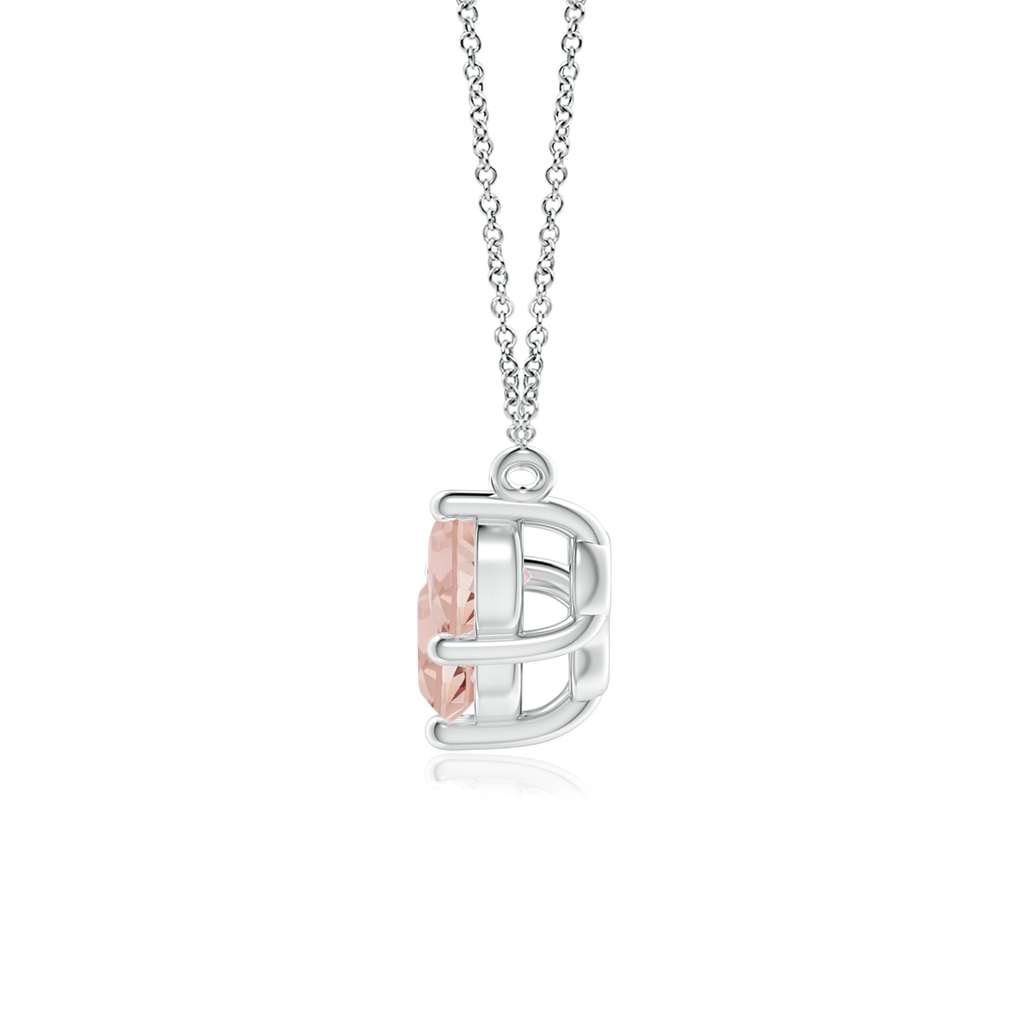 6mm AAAA Classic Trio Round Morganite Necklace in 18K White Gold - side 199