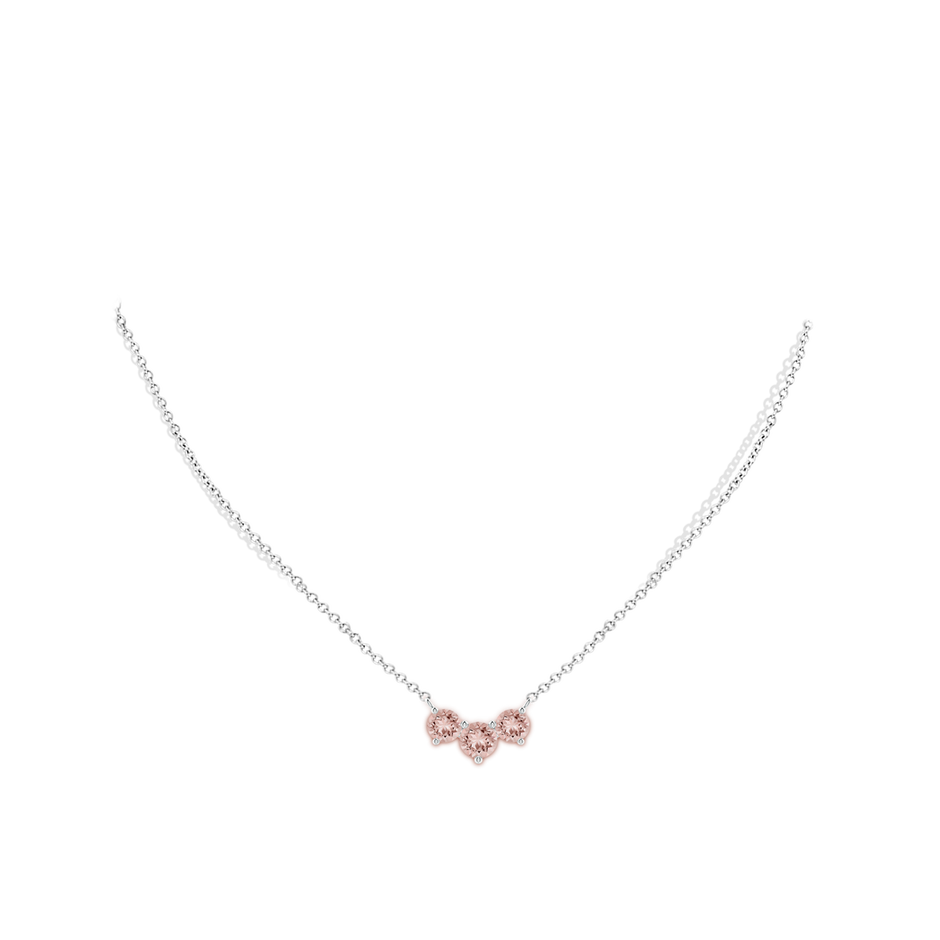 6mm AAAA Classic Trio Round Morganite Necklace in 18K White Gold pen