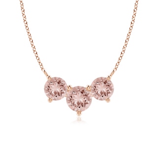 6mm AAAA Classic Trio Round Morganite Necklace in 9K Rose Gold