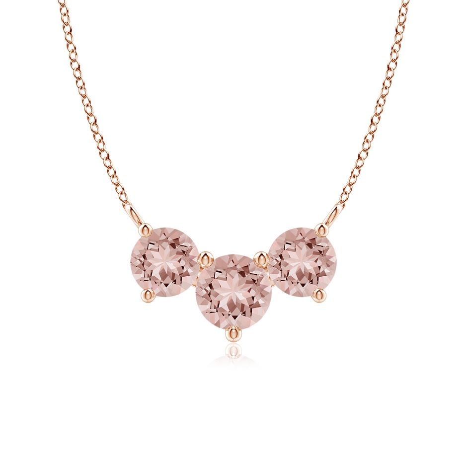 6mm AAAA Classic Trio Round Morganite Necklace in 9K Rose Gold 