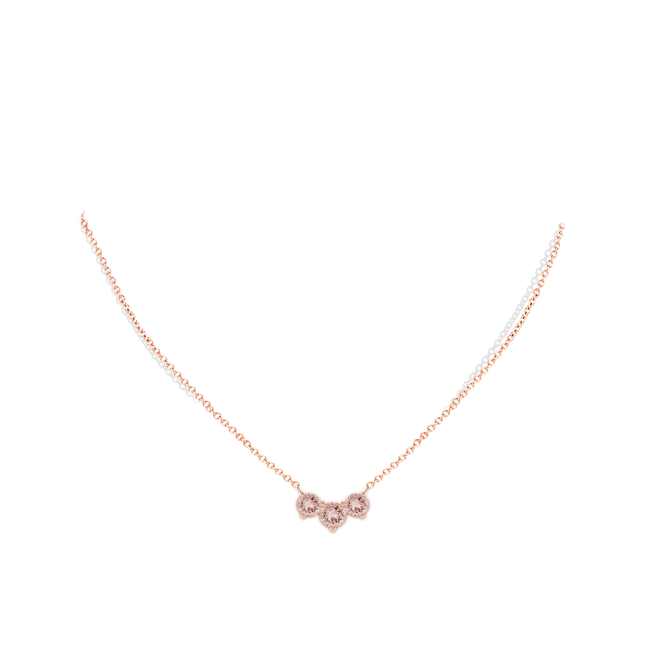 6mm AAAA Classic Trio Round Morganite Necklace in 9K Rose Gold pen