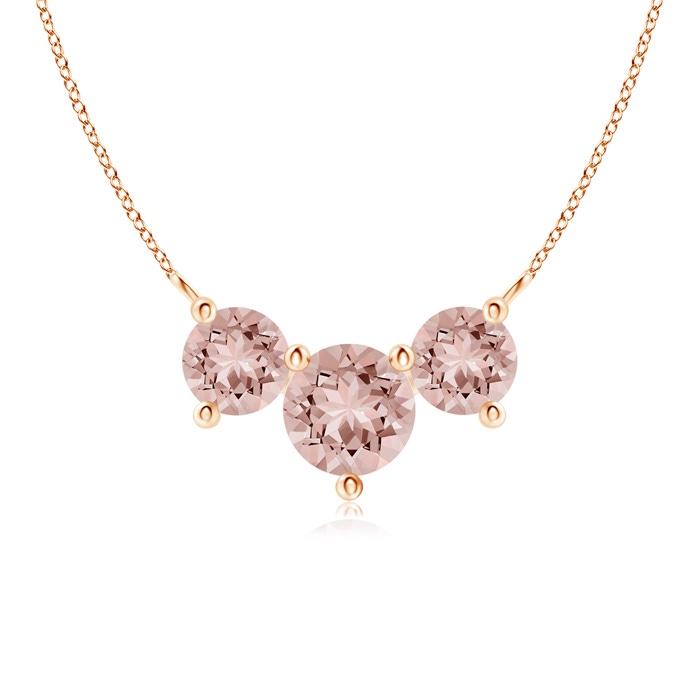 6mm AAAA Classic Trio Morganite Necklace in Rose Gold