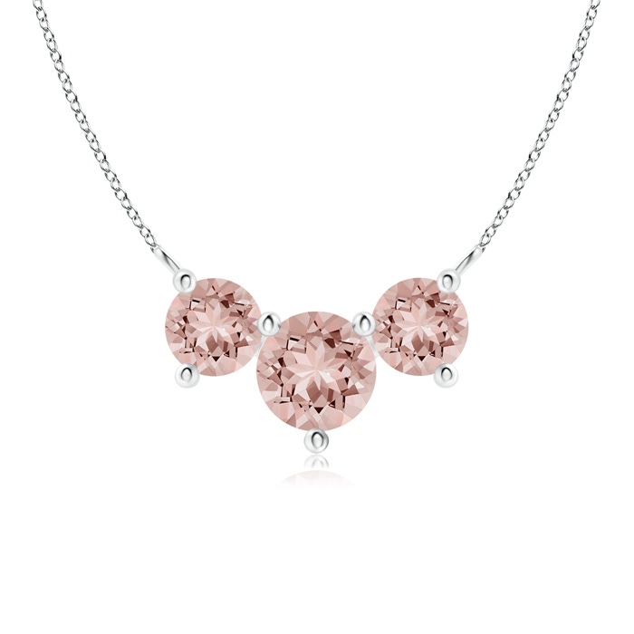 6mm AAAA Classic Trio Morganite Necklace in White Gold