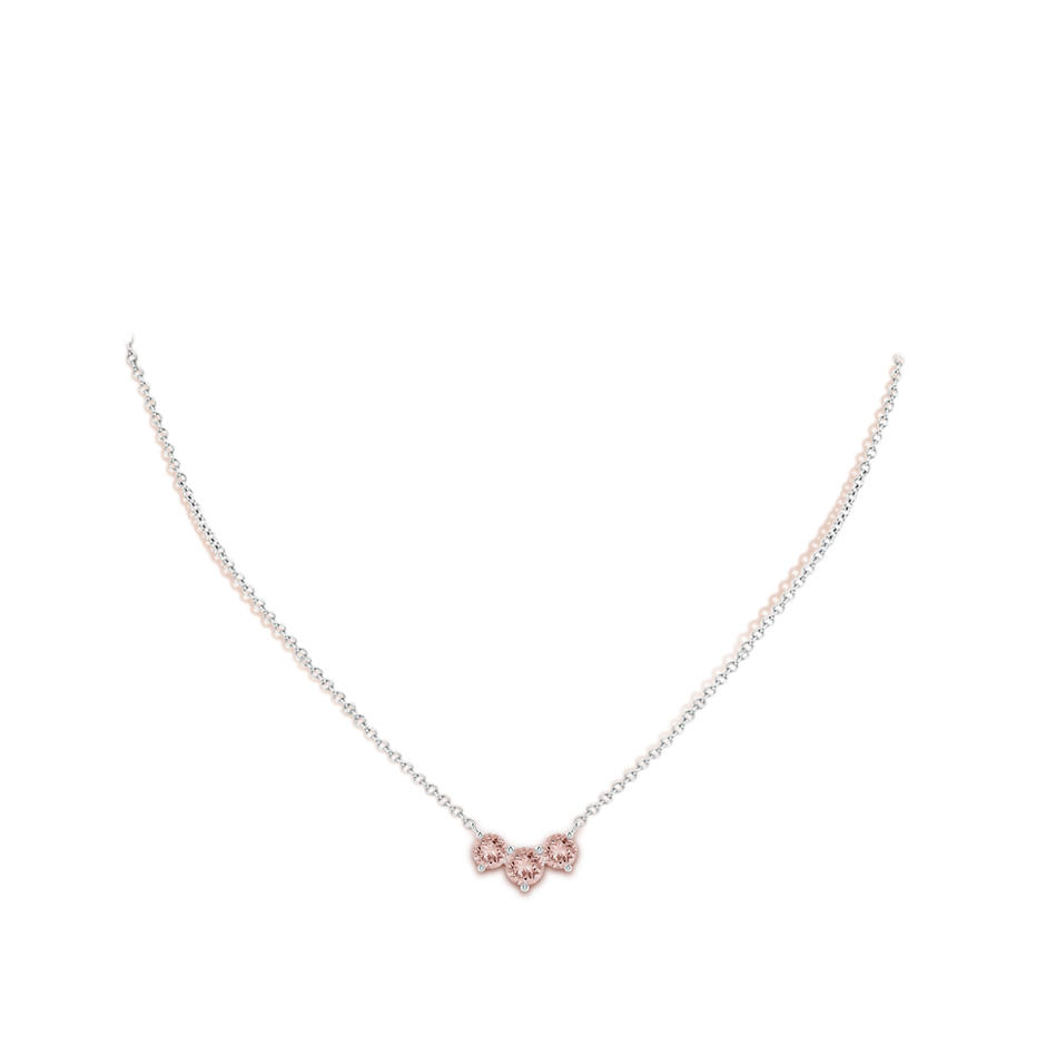 6mm AAAA Classic Trio Morganite Necklace in White Gold body-neck