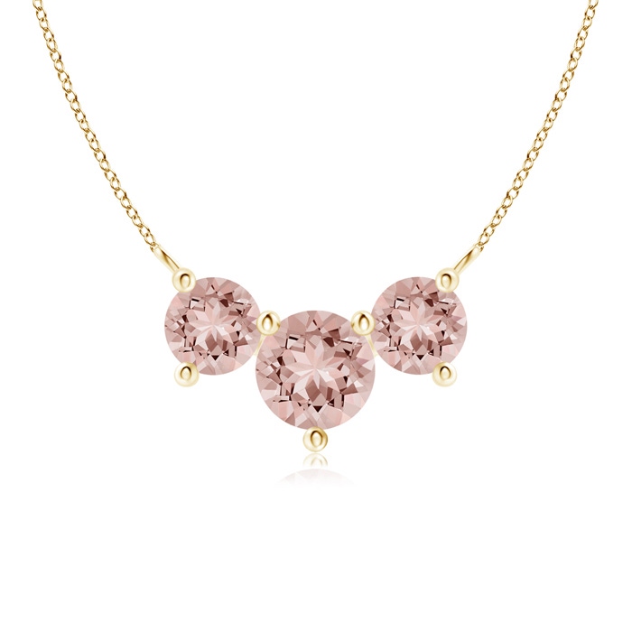 6mm AAAA Classic Trio Morganite Necklace in Yellow Gold