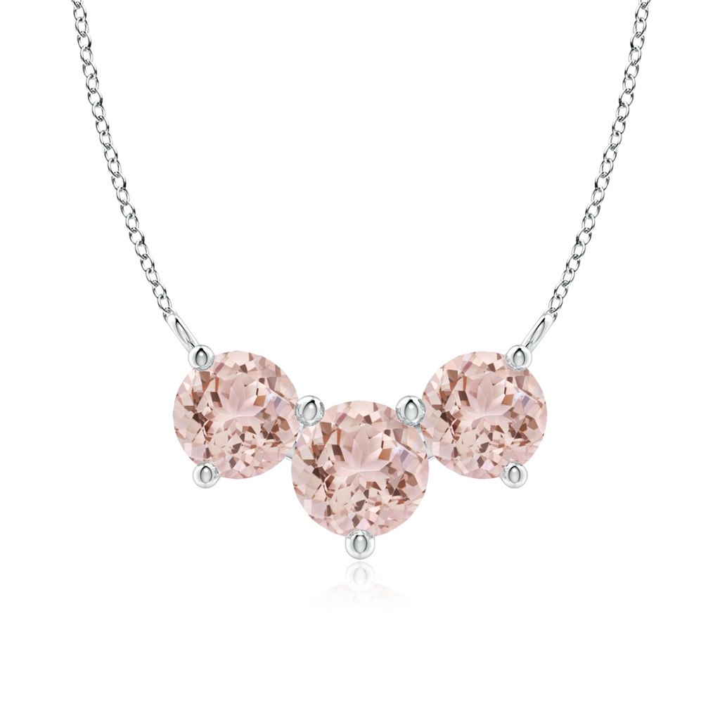 7mm AAA Classic Trio Morganite Necklace in 9K White Gold