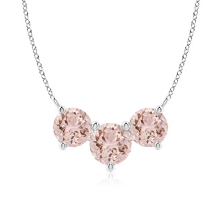 7mm AAA Classic Trio Morganite Necklace in 9K White Gold