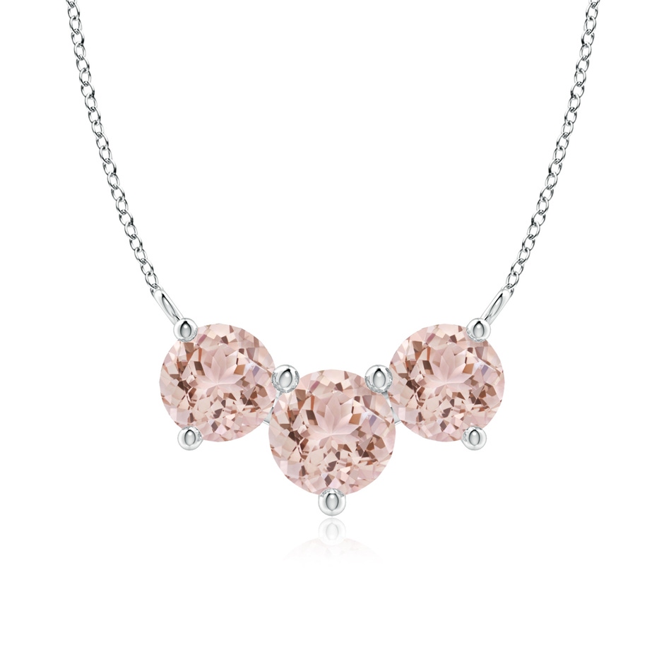 7mm AAA Classic Trio Morganite Necklace in 9K White Gold 