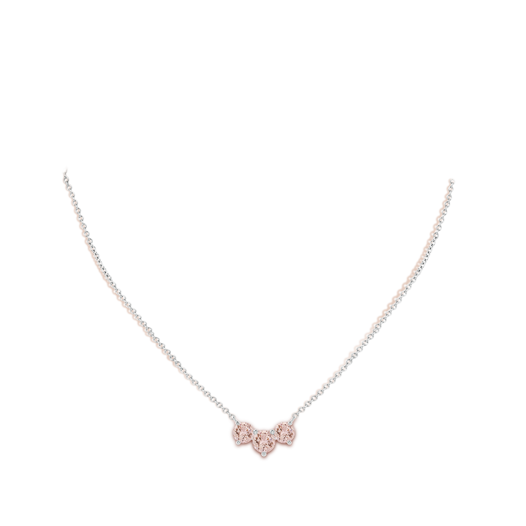 7mm AAA Classic Trio Morganite Necklace in 9K White Gold Body-Neck