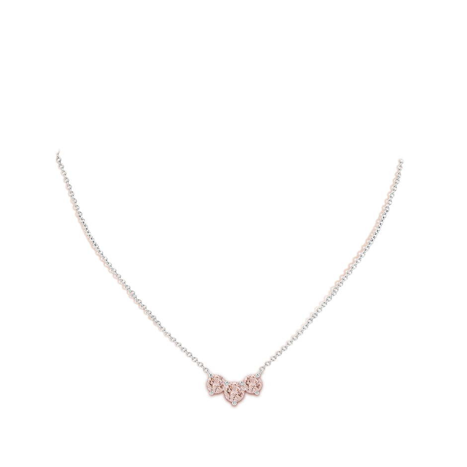 7mm AAA Classic Trio Morganite Necklace in 9K White Gold body-neck