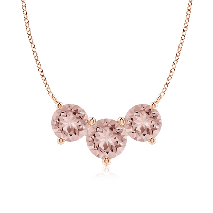 7mm AAAA Classic Trio Morganite Necklace in Rose Gold