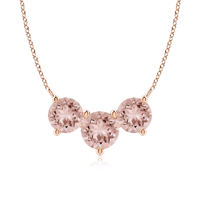 7mm AAAA Classic Trio Morganite Necklace in Rose Gold 