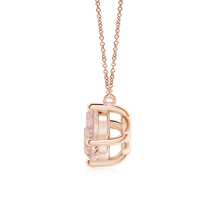 7mm AAAA Classic Trio Morganite Necklace in Rose Gold side 1