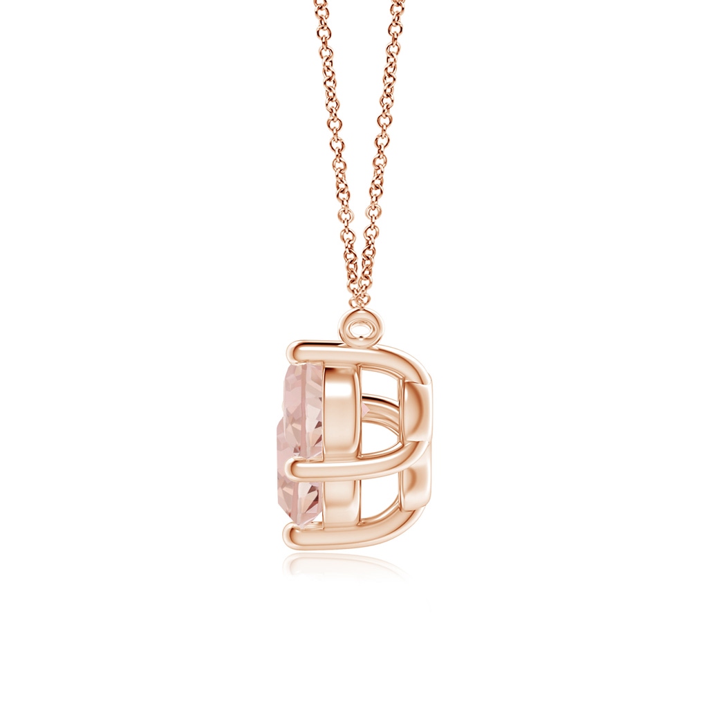 7mm AAAA Classic Trio Round Morganite Necklace in Rose Gold - side 199