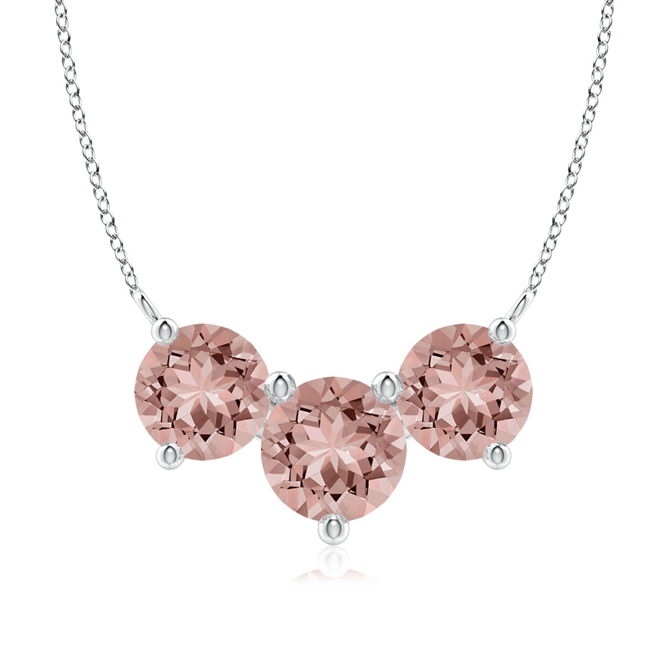 8mm AAAA Classic Trio Round Morganite Necklace in P950 Platinum 