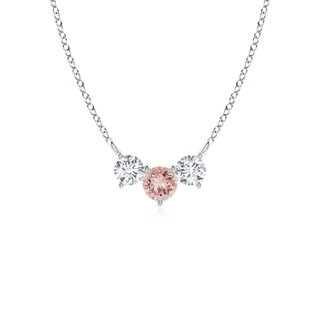 4mm AAAA Classic Morganite and Diamond Necklace in White Gold