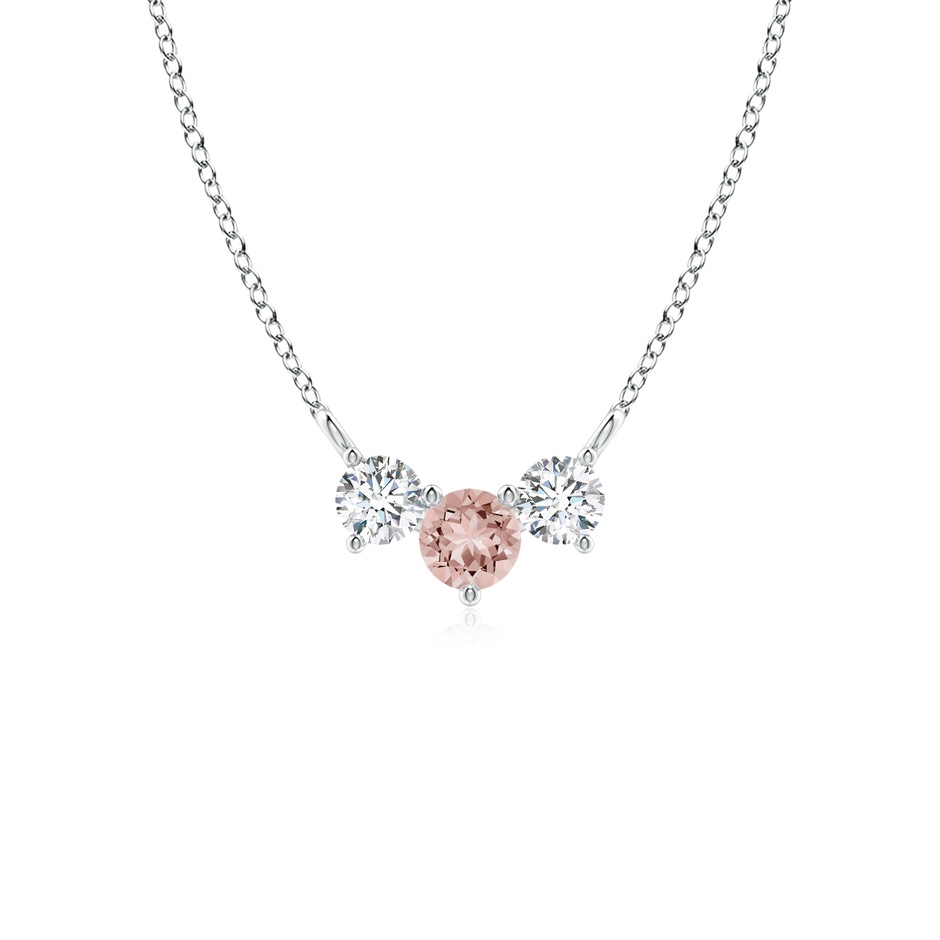 4mm AAAA Classic Morganite and Diamond Necklace in White Gold 