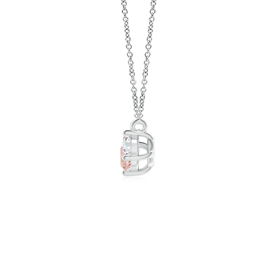 4mm AAAA Classic Morganite and Diamond Necklace in White Gold side 1