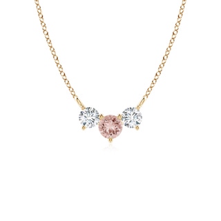 4mm AAAA Classic Morganite and Diamond Necklace in Yellow Gold