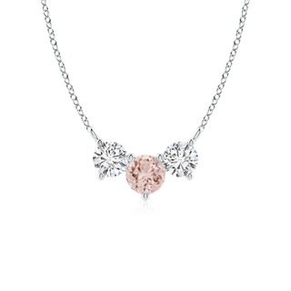 5mm AAA Classic Morganite and Diamond Necklace in 9K White Gold