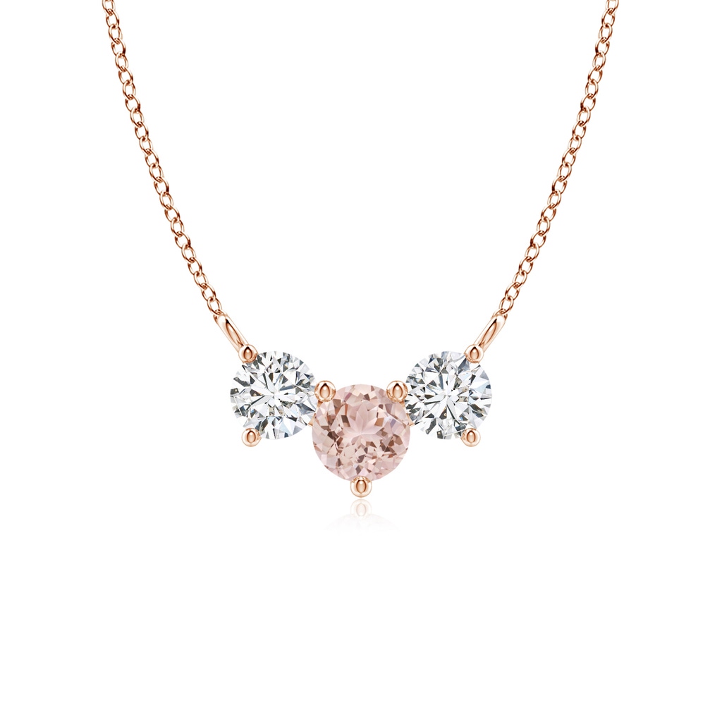 5mm AAA Classic Morganite and Diamond Necklace in Rose Gold