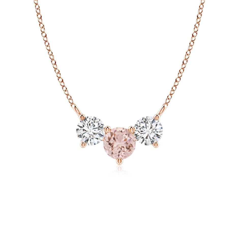 5mm AAA Classic Morganite and Diamond Necklace in Rose Gold 