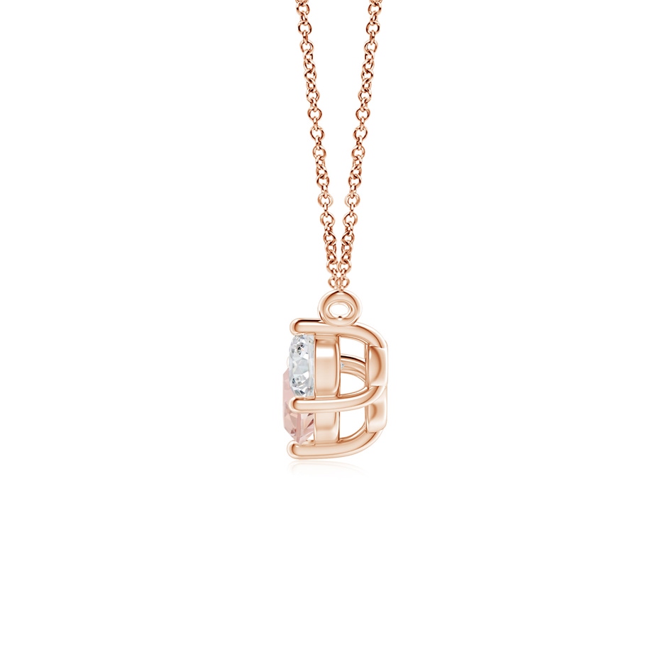 5mm AAA Classic Morganite and Diamond Necklace in Rose Gold side 1