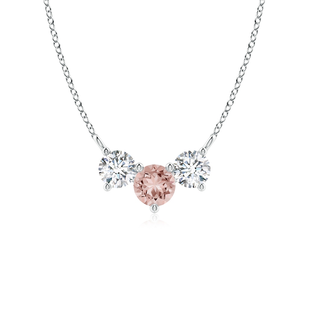5mm AAAA Classic Morganite and Diamond Necklace in P950 Platinum