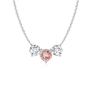 5mm AAAA Classic Morganite and Diamond Necklace in White Gold