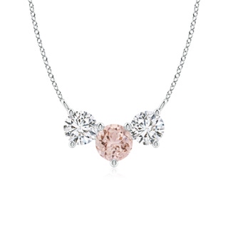 6mm AAA Classic Morganite and Diamond Necklace in P950 Platinum