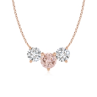 6mm AAA Classic Morganite and Diamond Necklace in Rose Gold