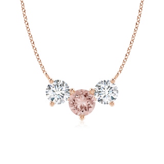 6mm AAAA Classic Morganite and Diamond Necklace in 9K Rose Gold