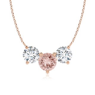 7mm AAAA Classic Morganite and Diamond Necklace in Rose Gold