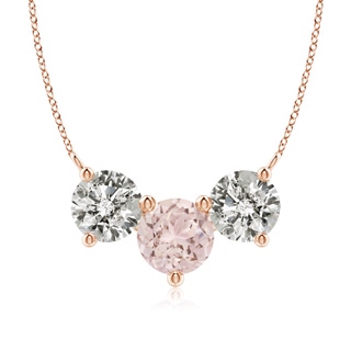 8mm A Classic Morganite and Diamond Necklace in 10K Rose Gold