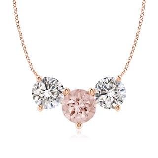 8mm AA Classic Morganite and Diamond Necklace in Rose Gold
