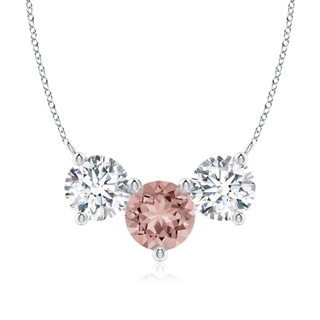 8mm AAAA Classic Morganite and Diamond Necklace in P950 Platinum