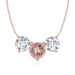 8mm AAAA Classic Morganite and Diamond Necklace in Rose Gold