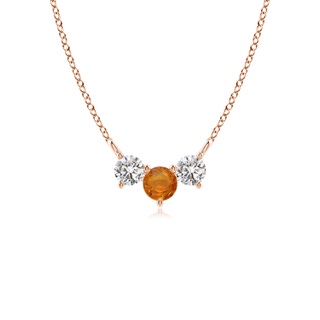 4mm AA Classic Orange Sapphire and Diamond Necklace in Rose Gold