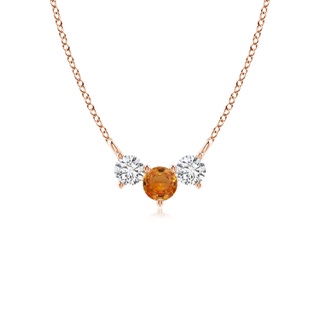 4mm AAA Classic Orange Sapphire and Diamond Necklace in 9K Rose Gold